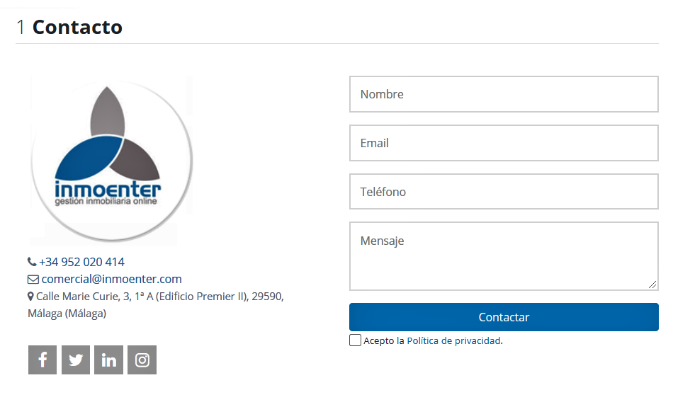InmoEnter Cambiar datos de contacto propiedades 1