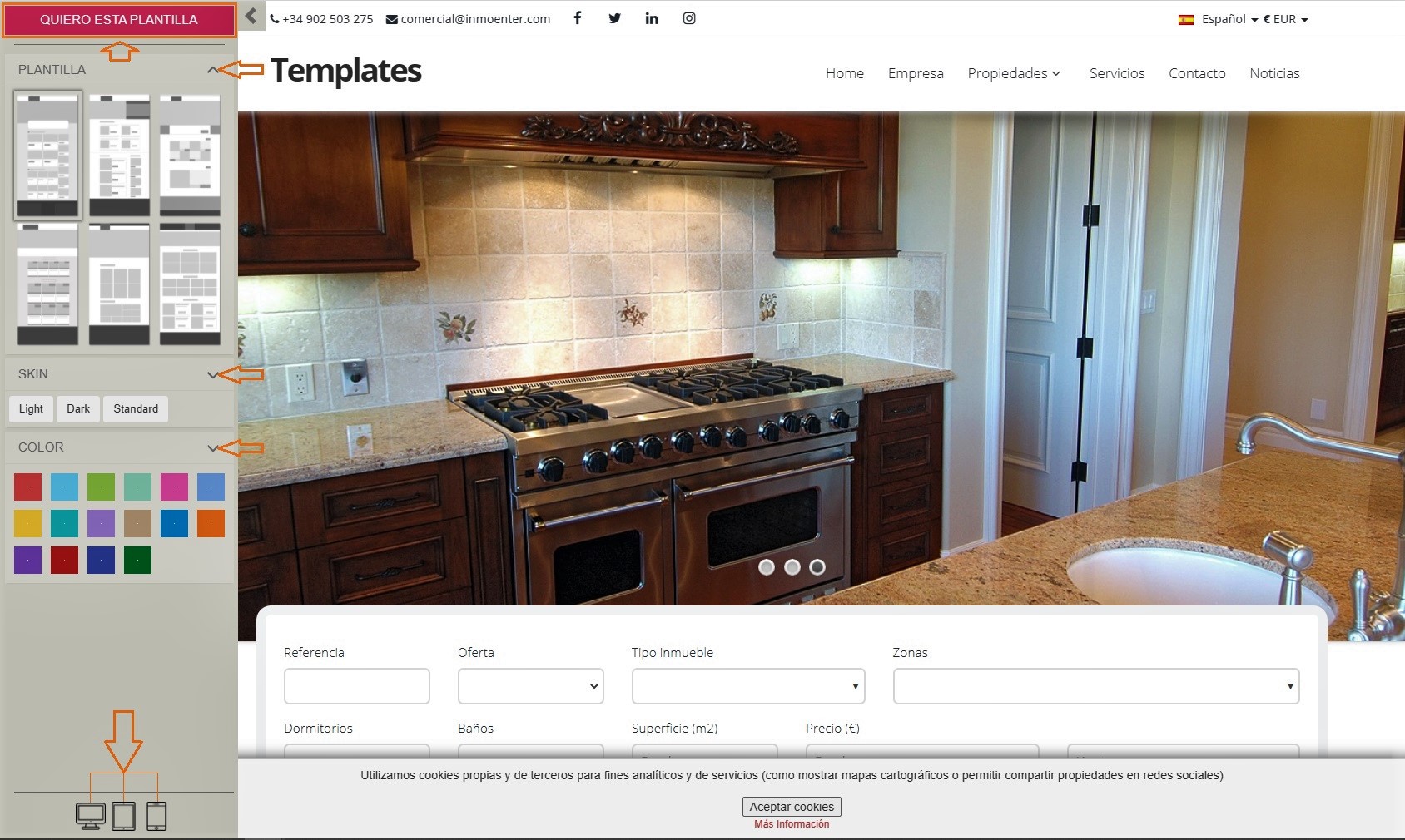 InmoEnter Cambiar de plantilla Web 2