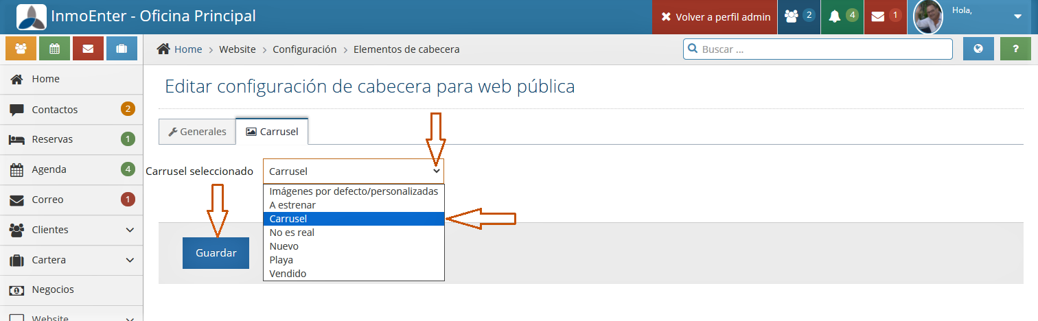 InmoEnter cambiar imágenes del Slider 3