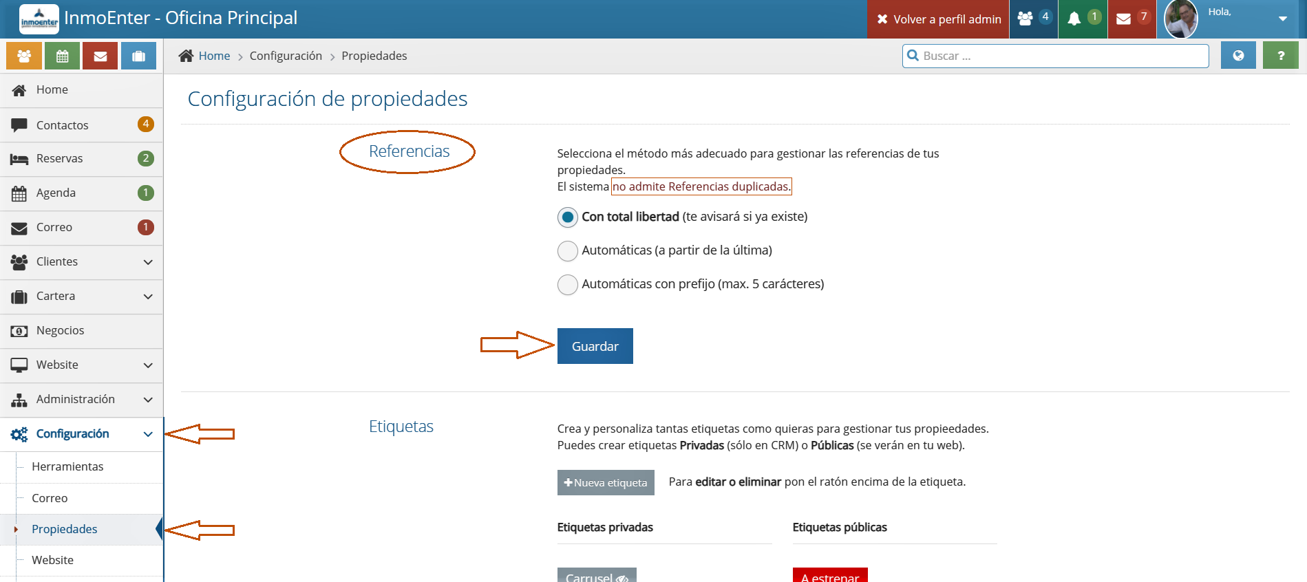 InmoEnter – Configura tus propiedades 1