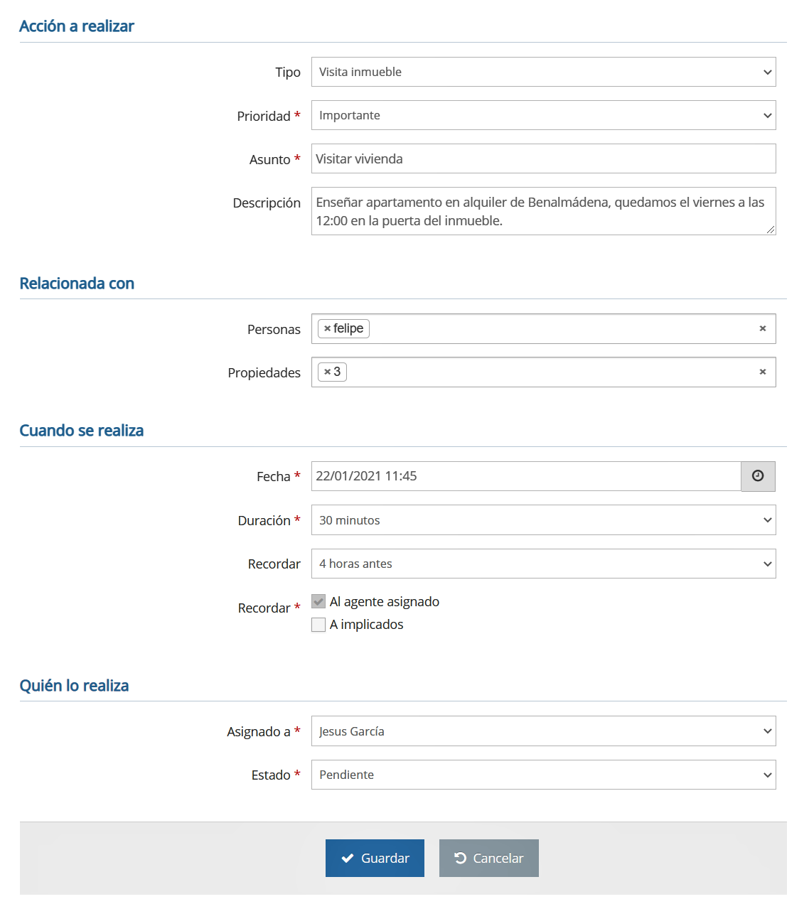 InmoEnter- Crear nueva tarea en la agenda 3