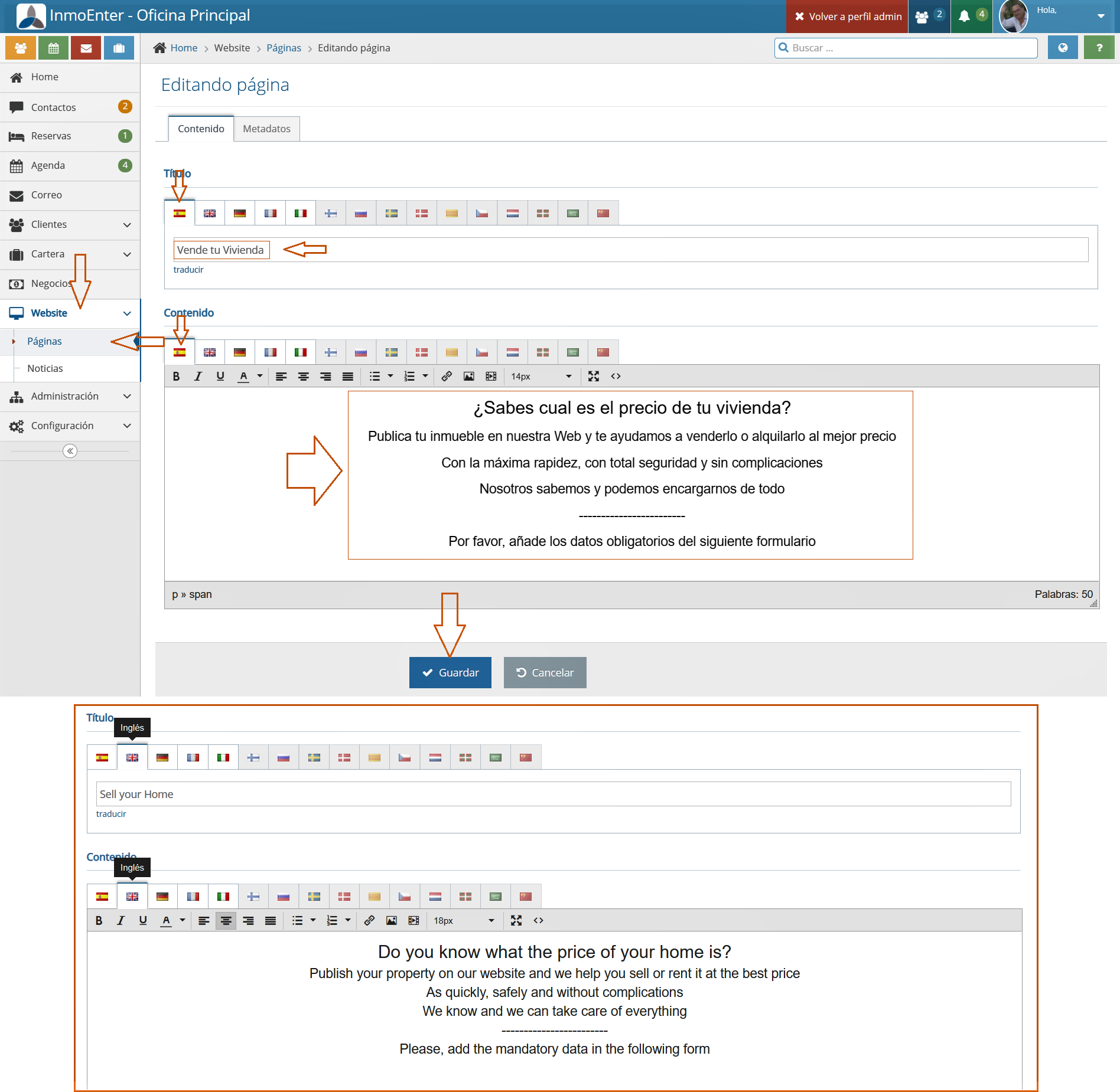 InmoEnter, Crear página para captaciones 2