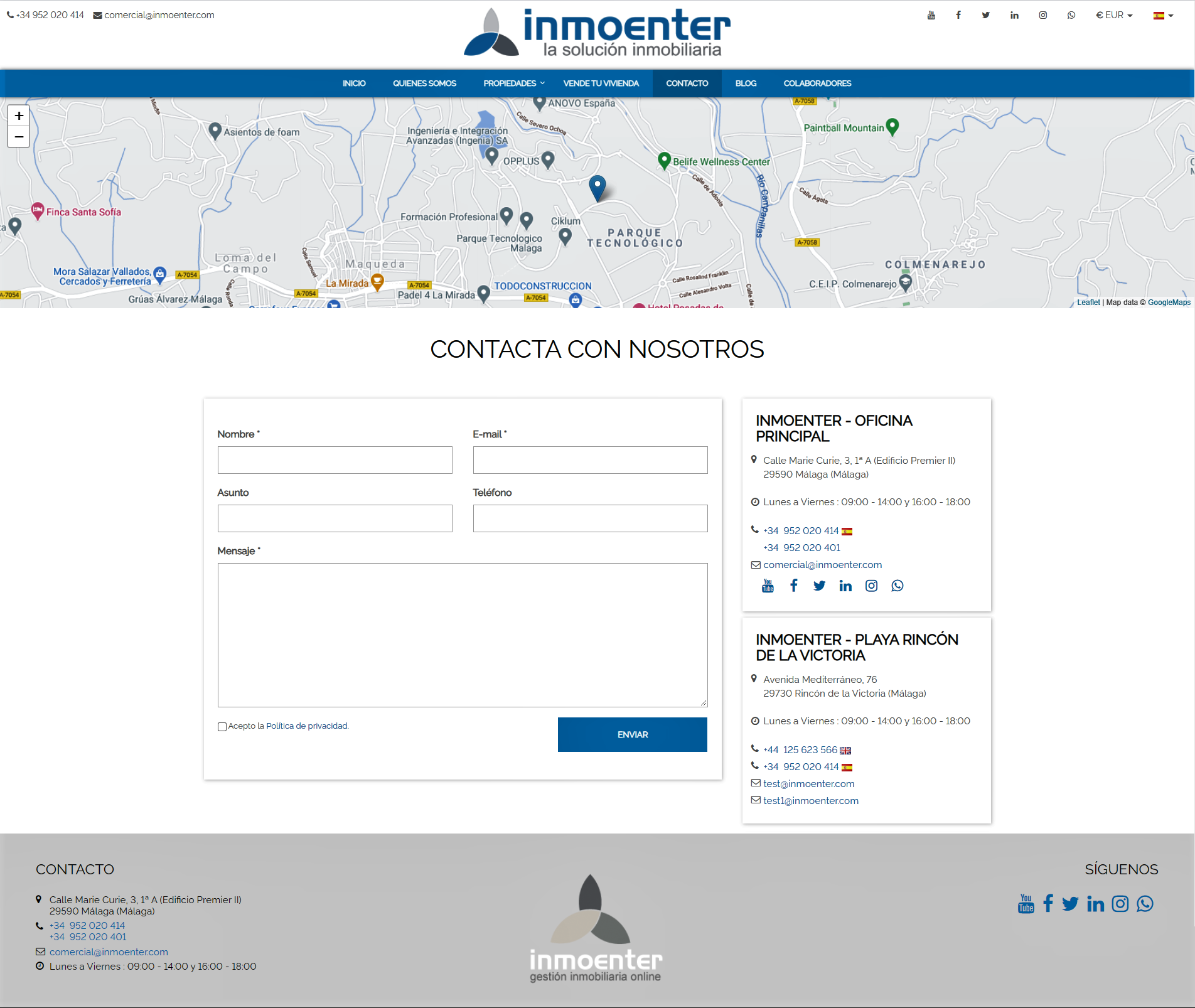 InmoEnter, Editar Página de Contacto 1