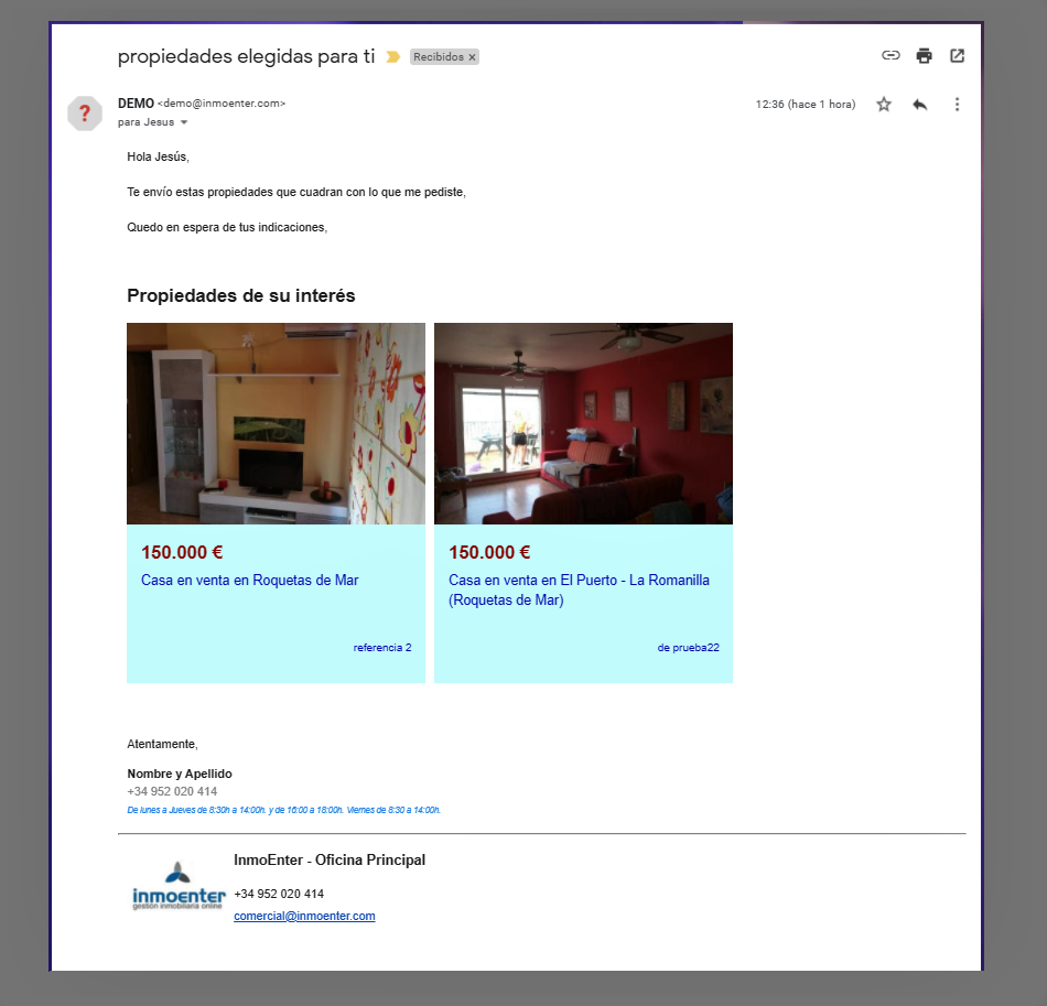 InmoEnter – Enviar una propiedad por email 4