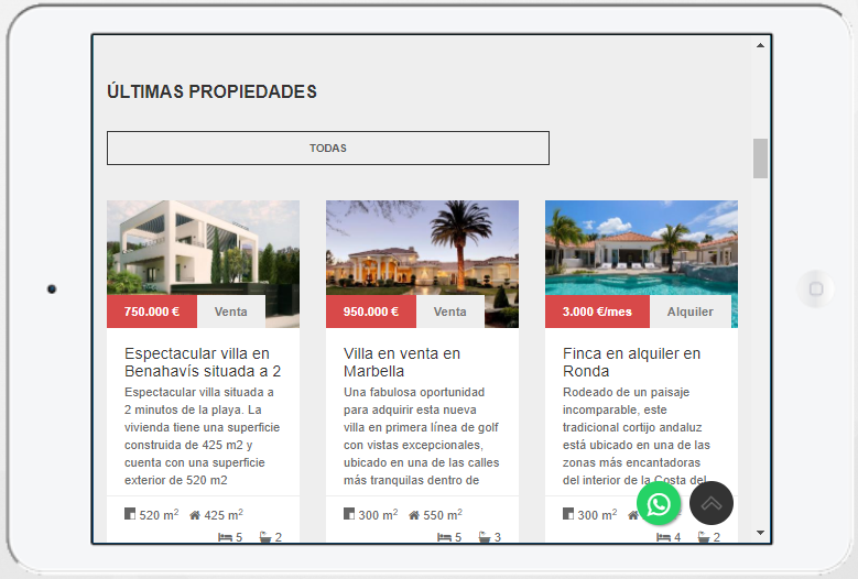 Web inmobiliaria Inmoenter_vista tablet